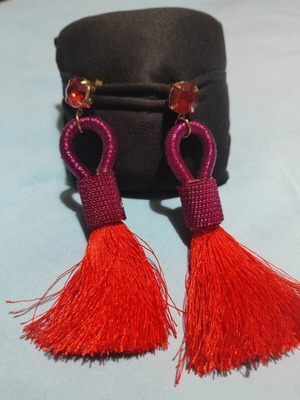 Μακριά σκουλαρίκια - Red long earrings