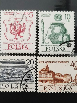 Пощенски марки Полша 1965 700-годишнина на Варшава като нови, комплект от 4