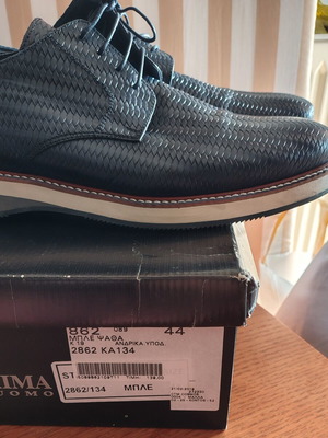 Derby men's shoes Prima L' Uomo new blue woven design