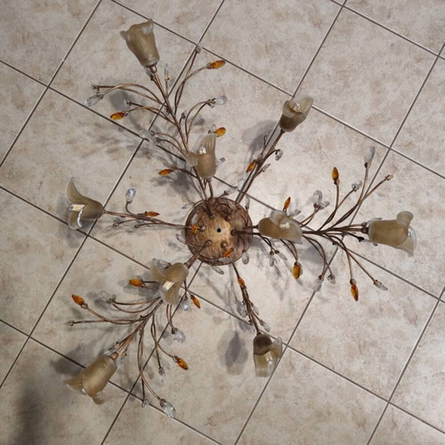 Ceiling light set classic vintage design with 1 nine-light and 3 three-light fixtures