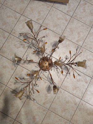 Ceiling light set classic vintage design with 1 nine-light and 3 three-light fixtures