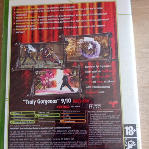 Ninja Gaiden Black Xbox original used, action game