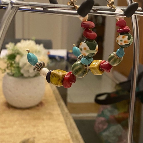 Five pairs of Zara hoop earrings new, multicolored