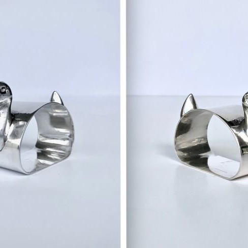 Set of 2 silver decorative items 900 & 925 used, duck and spinning top