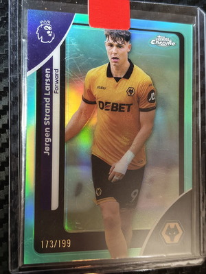 Jørgen Strand Larsen 2025-26 Topps Chrome Premier League Aqua Refractor #193 Wolves