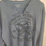 DKNY Jeans men's long-sleeve waffle knit shirt, grey-blue, sizes M-L