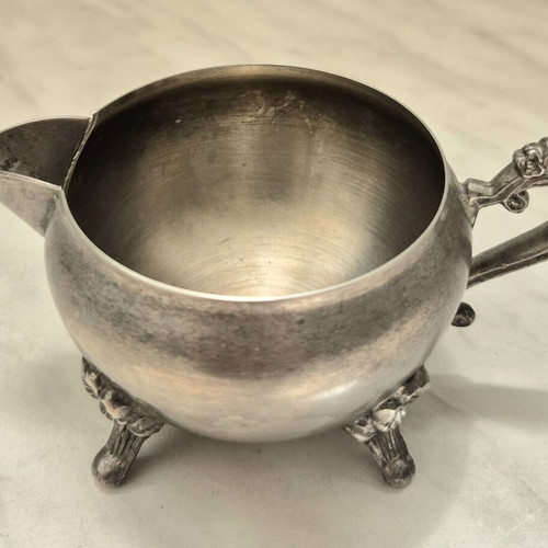 Vintage tea and coffee set used, 3 pieces silver color