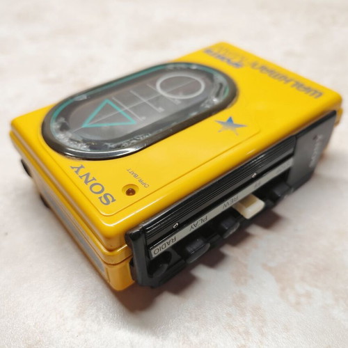Sony WM-F45 Sports Walkman used, yellow, cassette functional