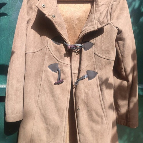 Anonima Montgomery suede coat size S like new, beige with fur lining