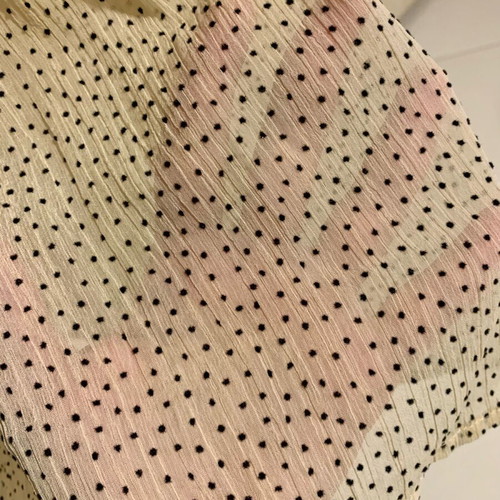 Zara beige muslin dress like new with small polka dots and black lace