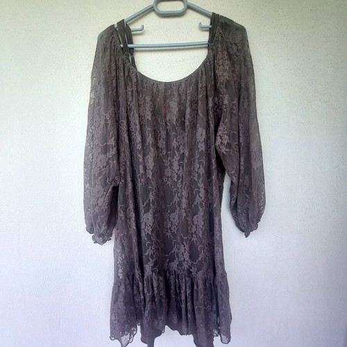 Lace dress like new, one size, gray with olive tones