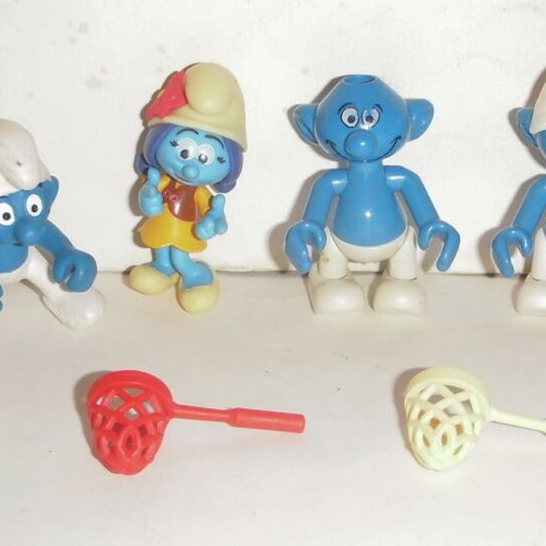 Smurfs figures pack of 6 with 2 nets
