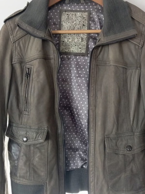 Women's leather jacket used, gray, size S