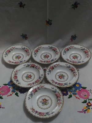 Σετ 6τμ βαθιά πιάτα 17.3 εκ A.B.Jones Grafton " Malvern" fine bone china England 1935
