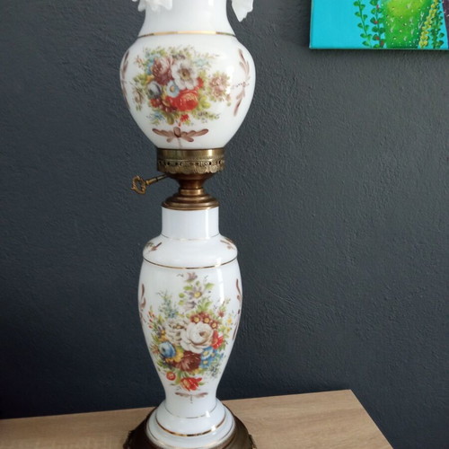 Vintage Opaline Table Lamp hand-painted, used