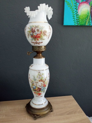 Vintage Opaline Table Lamp hand-painted, used