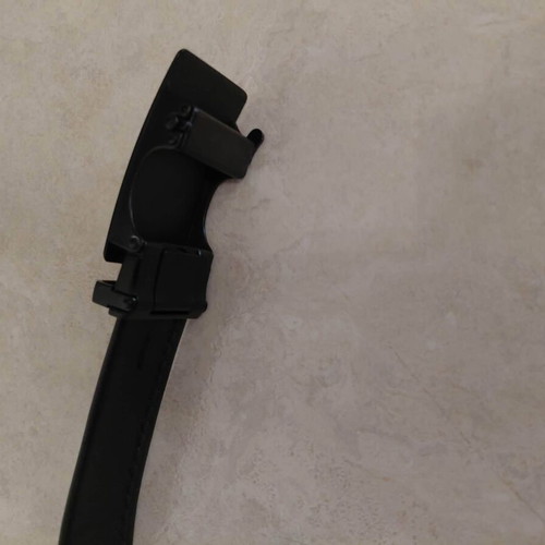Men's Black Leather Adjustable Belt with Steel Buckle new