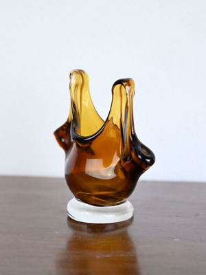 Vintage handblown art glass decoration used, amber color