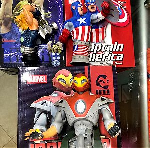 ULTIMATES BUST SET OF 3 THOR CAPTAIN AMERICA IRON MAN NEW MIB SPECIAL EDITION GLOW IN THE DARK for THOR and IRON MAN