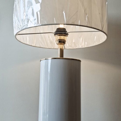 Vintage Italian Table Lamp White like new Porcelain with Brass Gilded Details