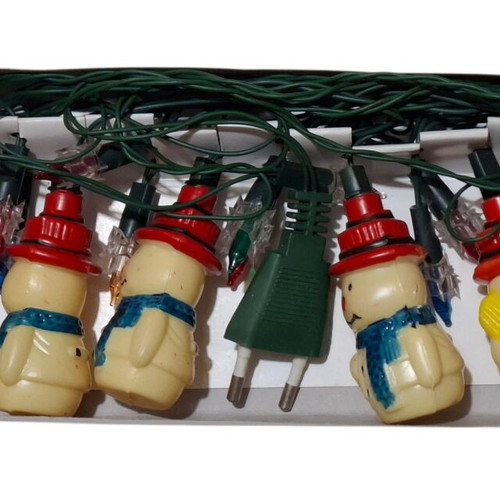 Vintage Skip snowmen Christmas lights like new