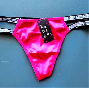 Sexy satin smooth thong underwear, size s-m - hot pink, new