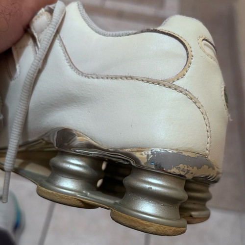 Nike Shox athletic shoes used, leather, white, size 43