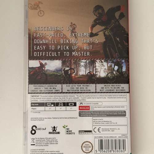 Descenders Nintendo Switch game used, action adventure