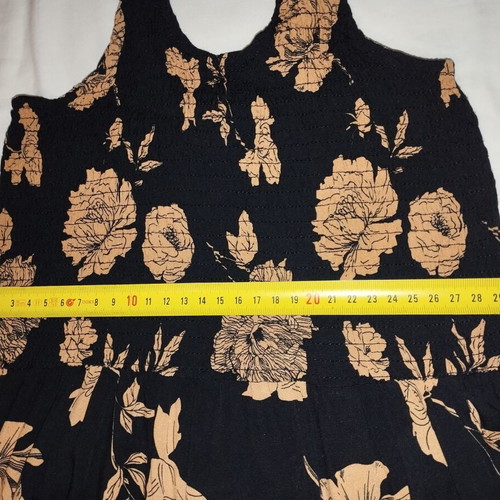Long summer floral dress black with beige-brown flowers like new
