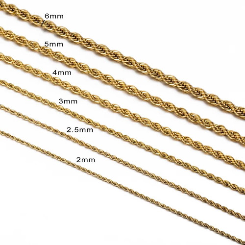 Stainless Steel men's women's necklace chain 70 cm 6 mm gold color new