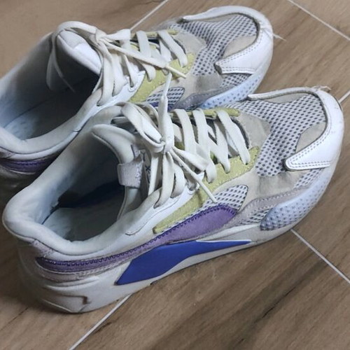 Puma athletic shoes used, size 38.5, white-purple