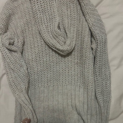 Long sweater with hood gray beige used