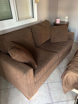 Sofa set 2 pieces - three-seater and two-seater, brown