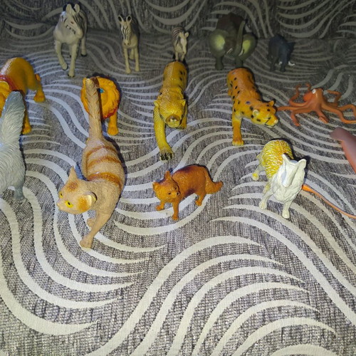 Various plastic animals used