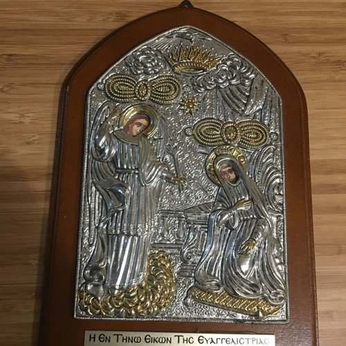 Silver icon Annunciation of Theotokos from Tinos like new