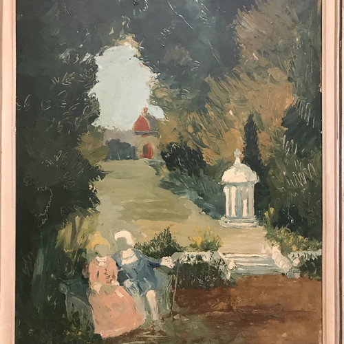 Veloudakis painting 1962 used, oil on wood 35x50