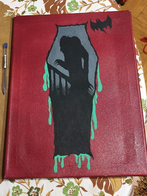 Nosferatu handmade painting used, gothic horror art