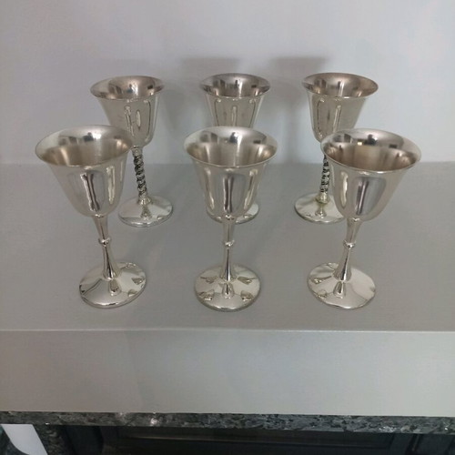 Bronze silver-plated glasses like new, set of 6 pieces