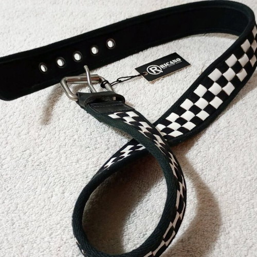 Ricano leather belt chessboard pattern new