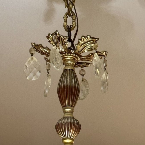 Vintage ceiling light satin glass floral decoration like new