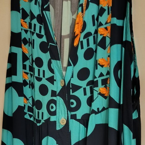 Women's summer dress XL, long, turquoise multicolor, like new