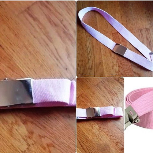 Pink belt with silver buckle like new, adjustable canvas strap 110 cm