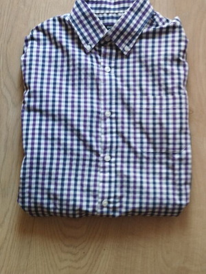 Elvina Man men's checkered shirt M/L, purple blue white