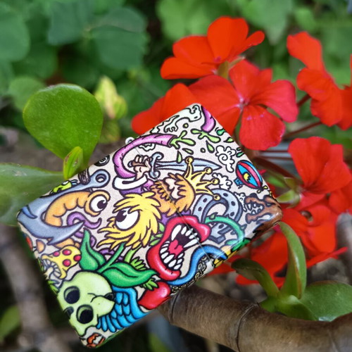 Zippo Crazy Collage Design lighter used with colorful 540 Color print
