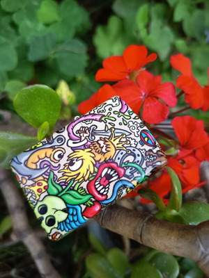 Zippo Crazy Collage Design lighter used with colorful 540 Color print