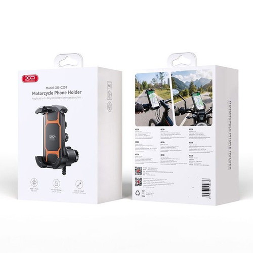XO C201 phone holder for bikes and motorcycles up to 7 inches, black and orange