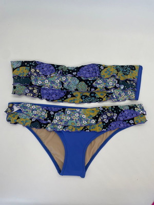 Bilitis floral bandeau strapless cup B swimwear set new, purple