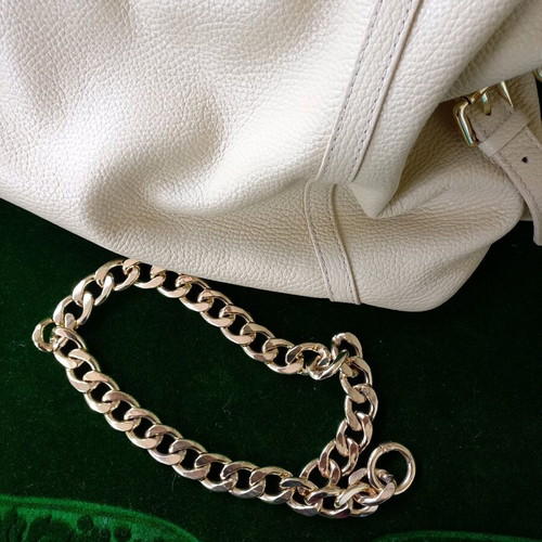 Xl size handbag like new, ecru with gold chain