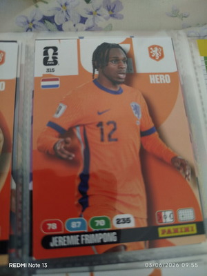 Panini Adrenalyn XL FIFA World Cup 2026 sticker used Jeremie Frimpong