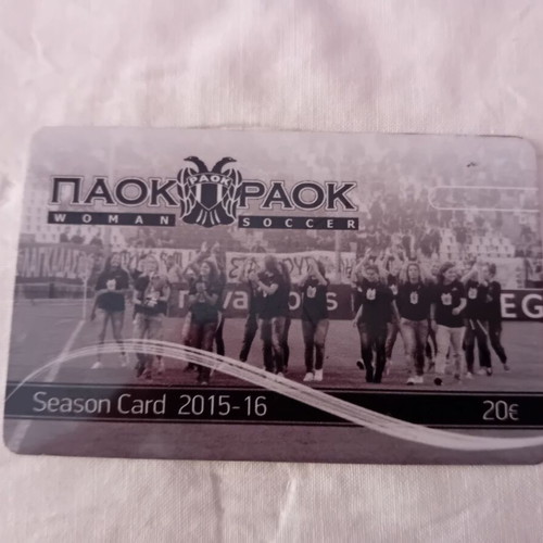 PAOK Women's Soccer Season Card 2015-2016 like new, hard plastic